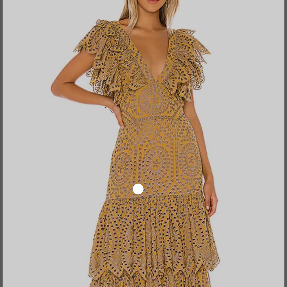 Jen’s Pirates Booty Maxi Dress Flamenco Maxi Dress in Citrine Mariachi Eyelet
